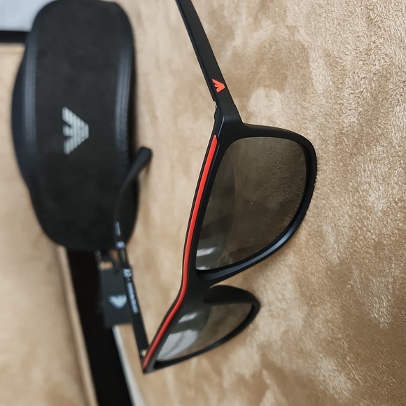 NWT ❗️ Emporio Armani men's sunglasses black and red with case - Picture 3 of 12